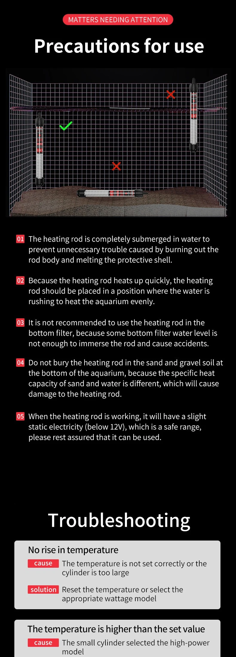 Aquarium Tauch Heizung Aquarium Wasser Heizstab Konstantem Thermostat Temperaturregelung 220 V 25 W/50 W/100 W/200 W/300 W – Detail 10