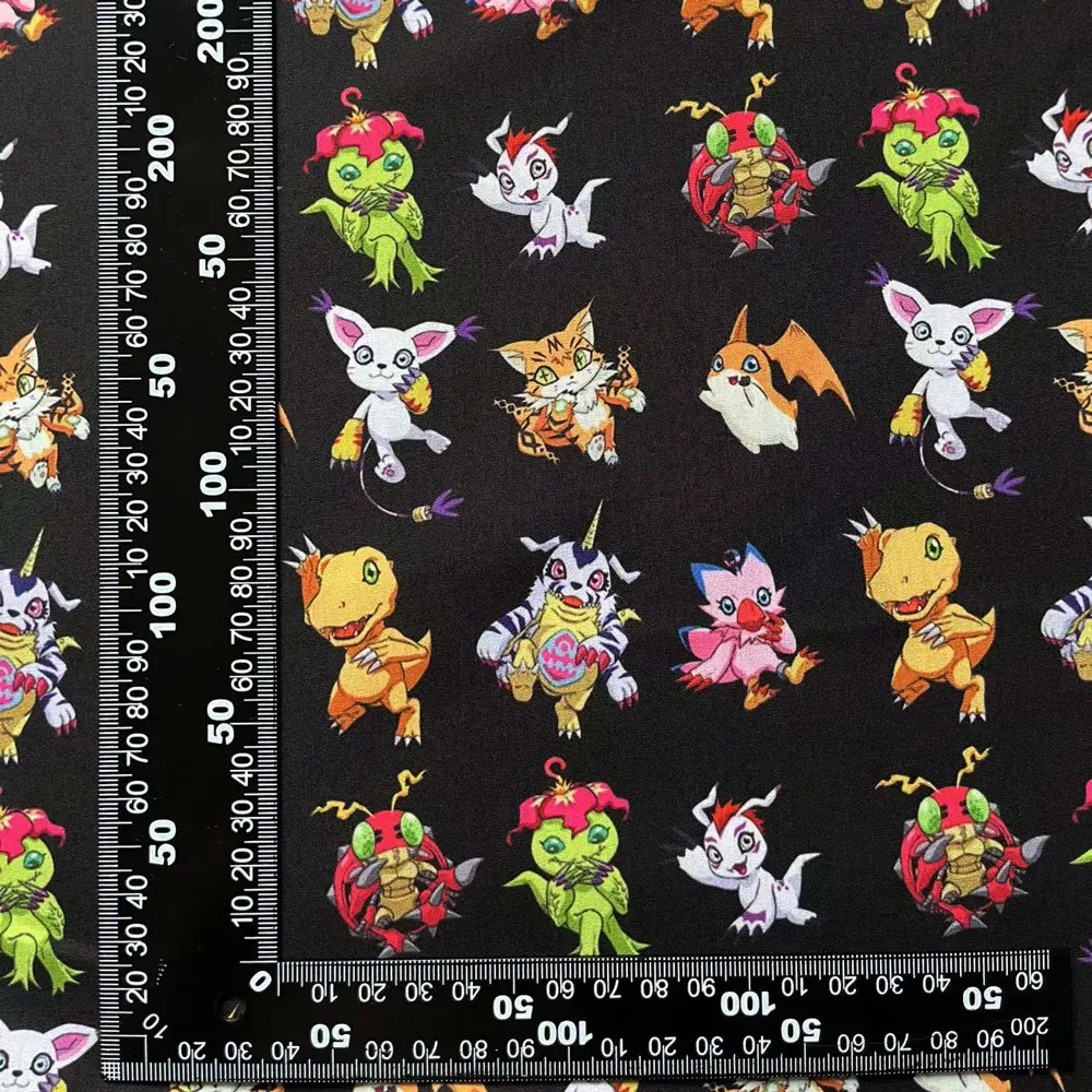 Digimon Cartoon tessuto 140cm cucito a mano Patchwork Quilting Baby Dress Home Sheet tessuto stampato tessuto cucito tessuto per bambini