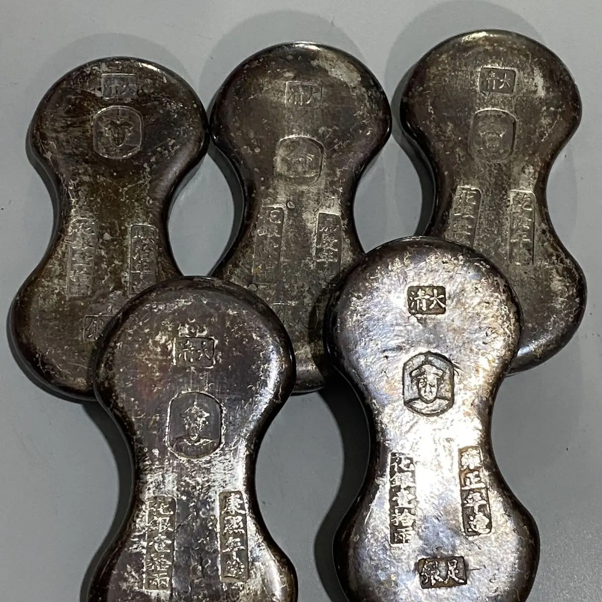 Qing Dynasty Five Emperors Silver Yuanbao Pick Up Two Flowers One Ingot Silver Plated  Liangs Ancient
