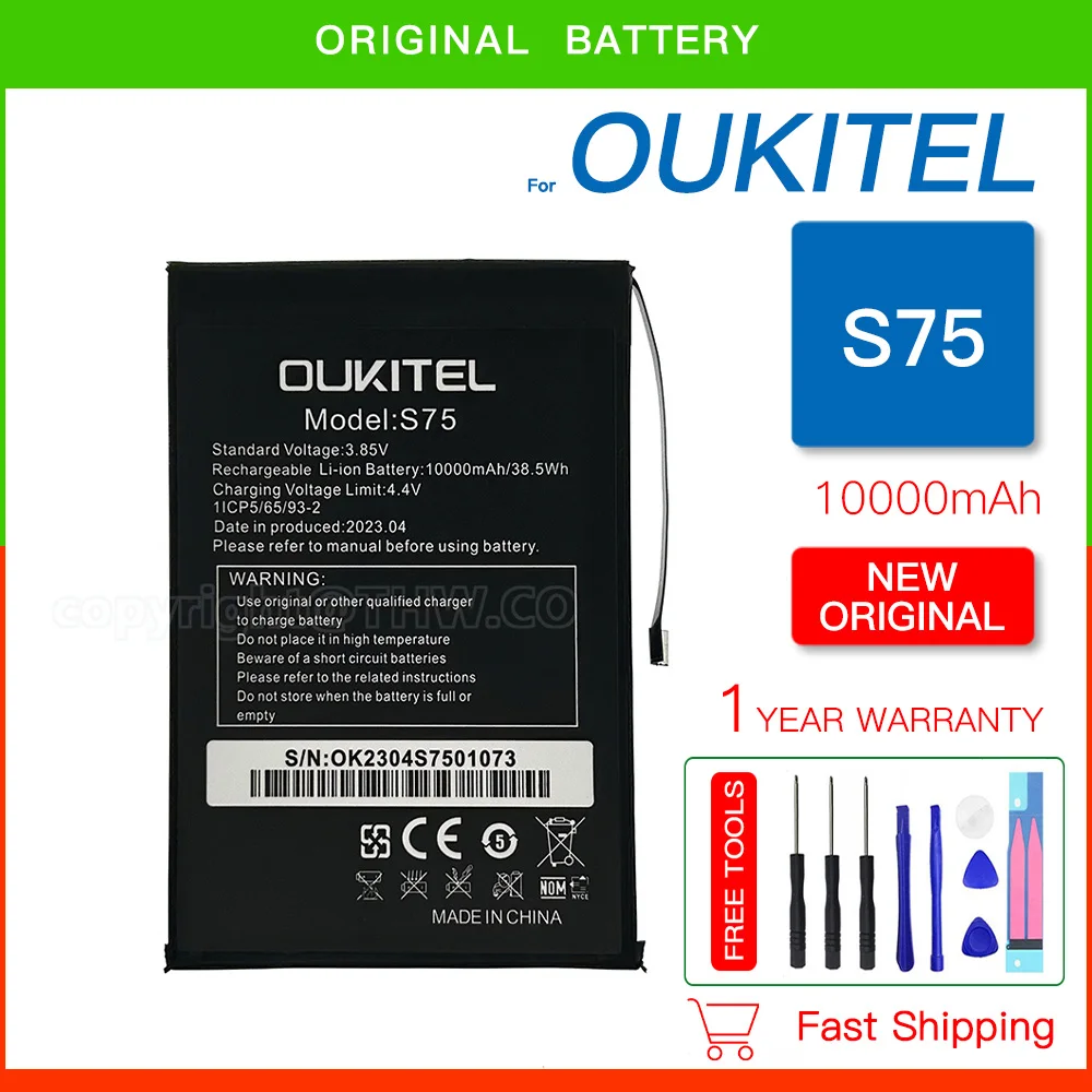 100% Genuine Original Battery for OUKITEL WP6 Battery 10000mAh New Production Date for OUKITEL S75 Batteria + FREE Kit Tools