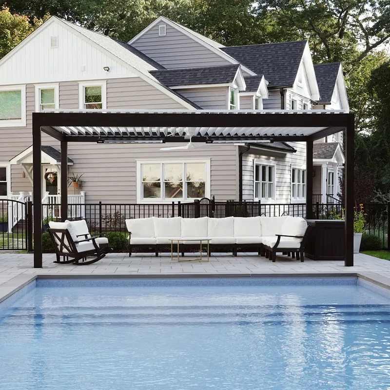 Aluminum Outdoor Bioclimatic Motorized Retractable Waterproof Pergola for Garden and Balcony with Sunshade