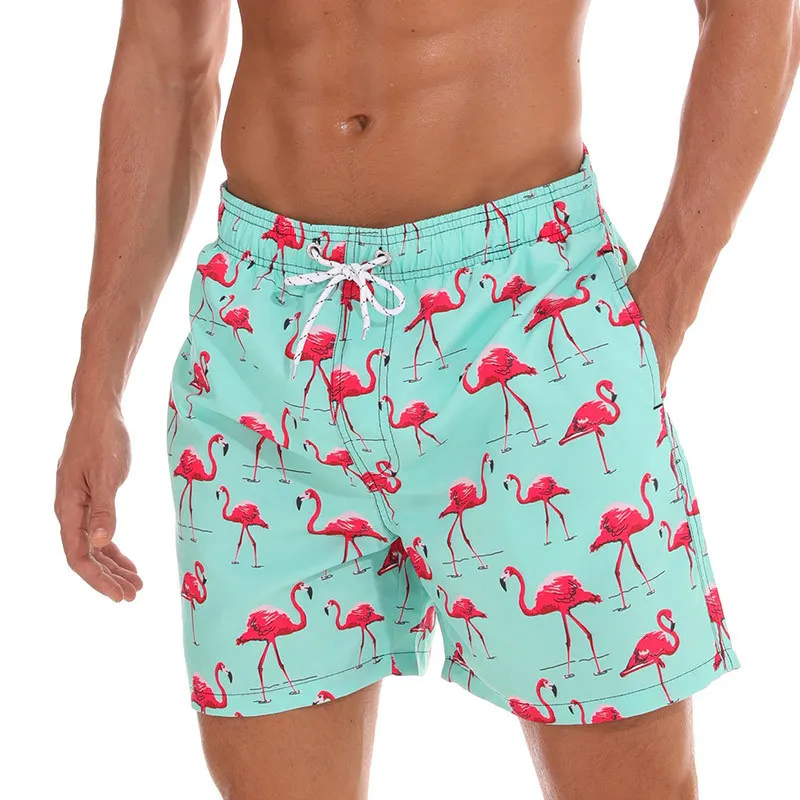 Flamingo Print Board Shorts Men Fashion Swimwear Shorts Trunk Sports Pants Men\'s Briefs Swimsuit Kid\'s Fruit Beach Short Boy