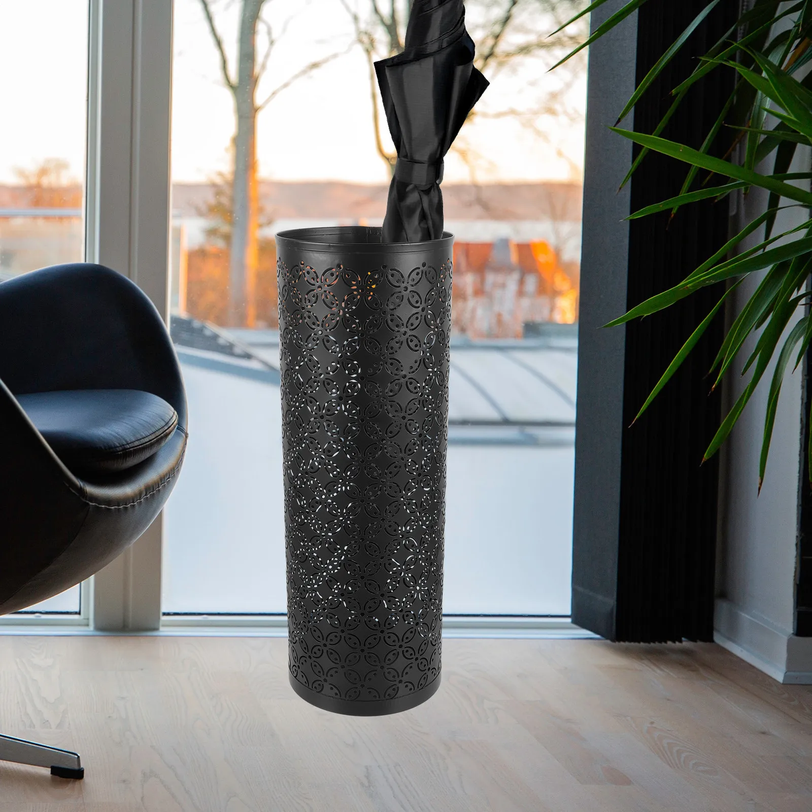 

Large Capacity Iron Umbrella Rack Multi-Functional Umbrella Storage Bucket for Walking Sticks Canes Wrapping Paper Entryway