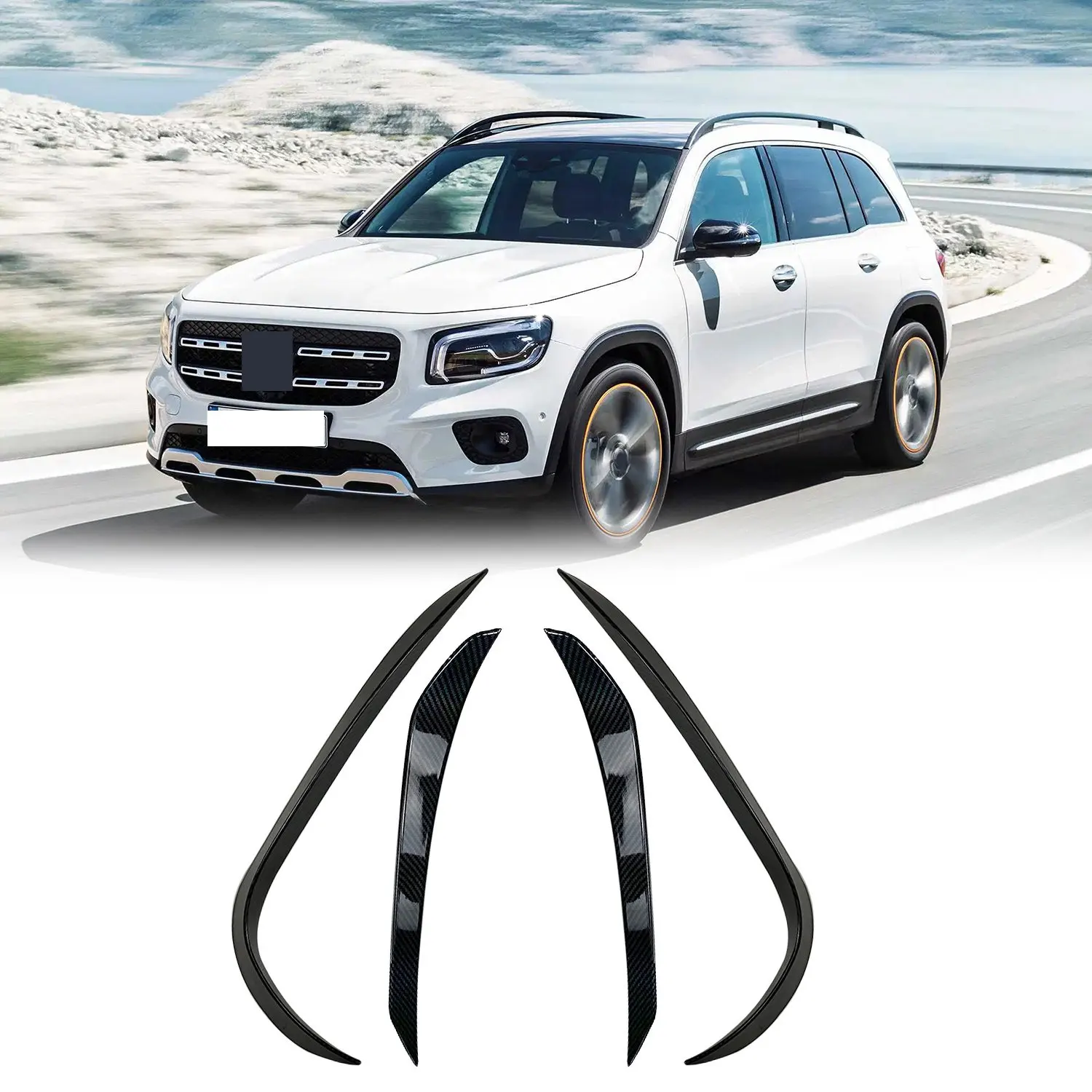 4Pcs Front Fog Lamp Grille Lip Splitters Bumper Spoiler Sticker for Mercedes-Benz GLB X247 GLB180 GLB200 Carbon Fiber