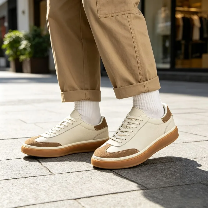 DIMANYU Men German Trainers Shoes Genuine Leather 2026 NewLace Up Men Casual SneakersLarge SizeDaily Walking Flat Shoes Men