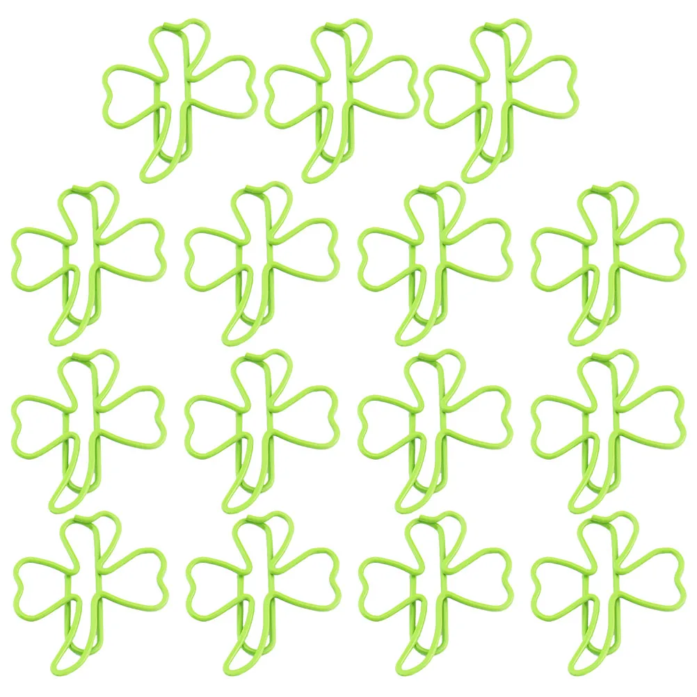 45 Pcs Cute Green Leaf Note Clips Clover Bookmark Shamrock Paperclips Photo Office Three