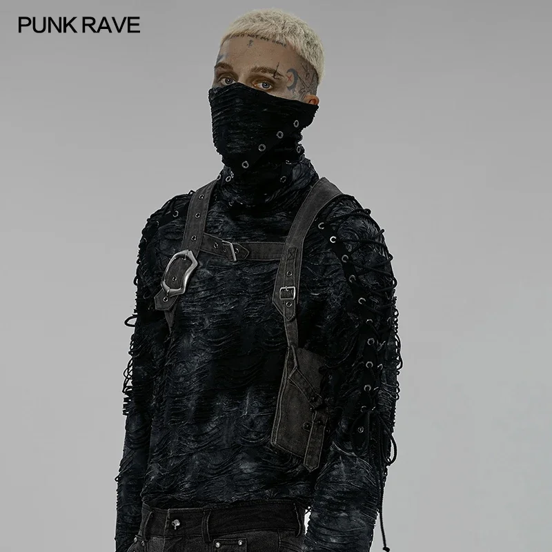 PUNK RAVE Men\'s Handsome Post-apocalyptic Style Personalized Strap Men Belt Simple Novelty Accessories Corset