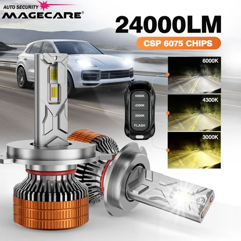 Суперяркие трехцветные светодиодные фары с пультом ДУ H1 H4 H11 9005 9006 H7 LED Blud H4 Canbus и вентилятором охлаждения, автомобильные аксессуары