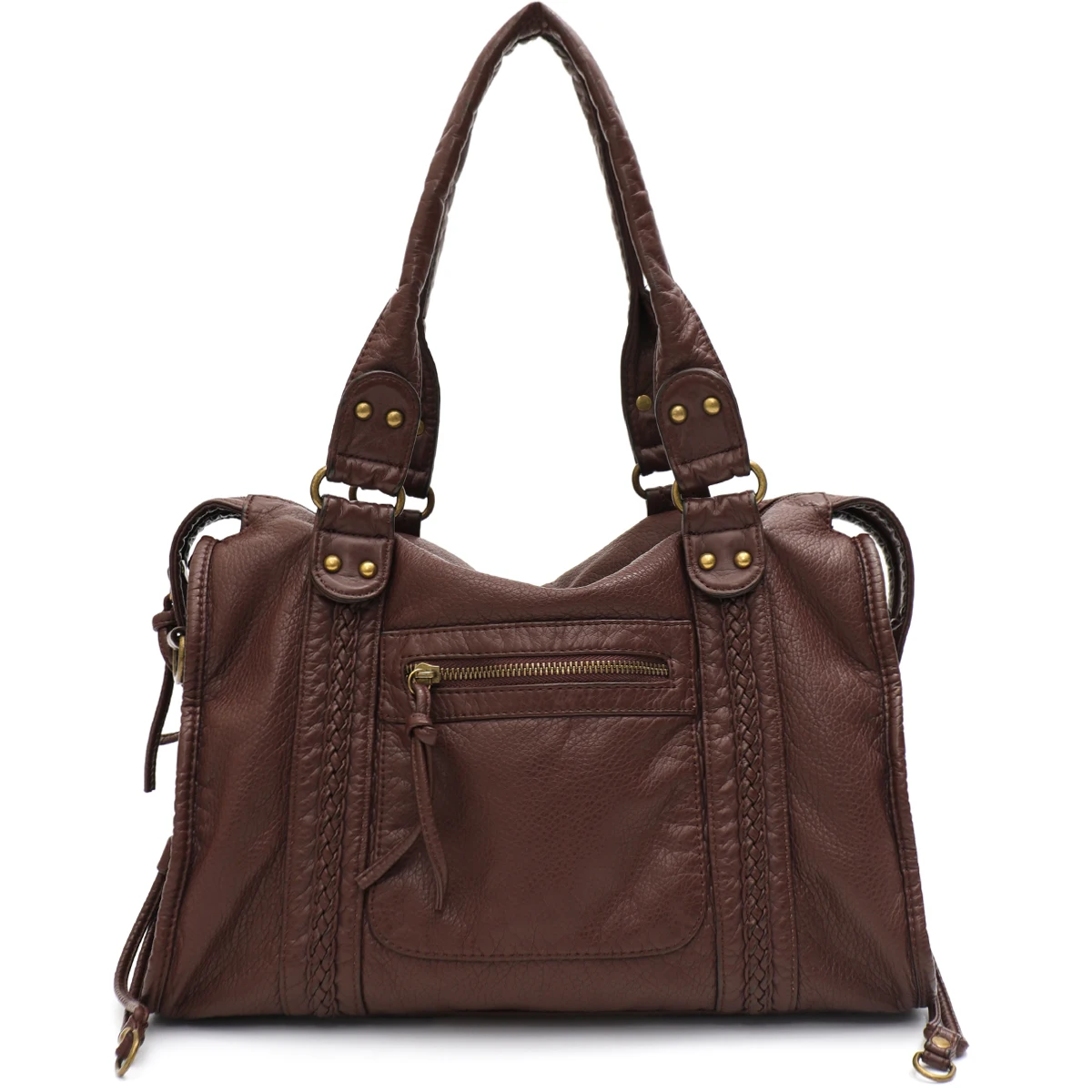 CEZIRA Vintage Washed PU Leather Shoulder Bag Unisex 9
