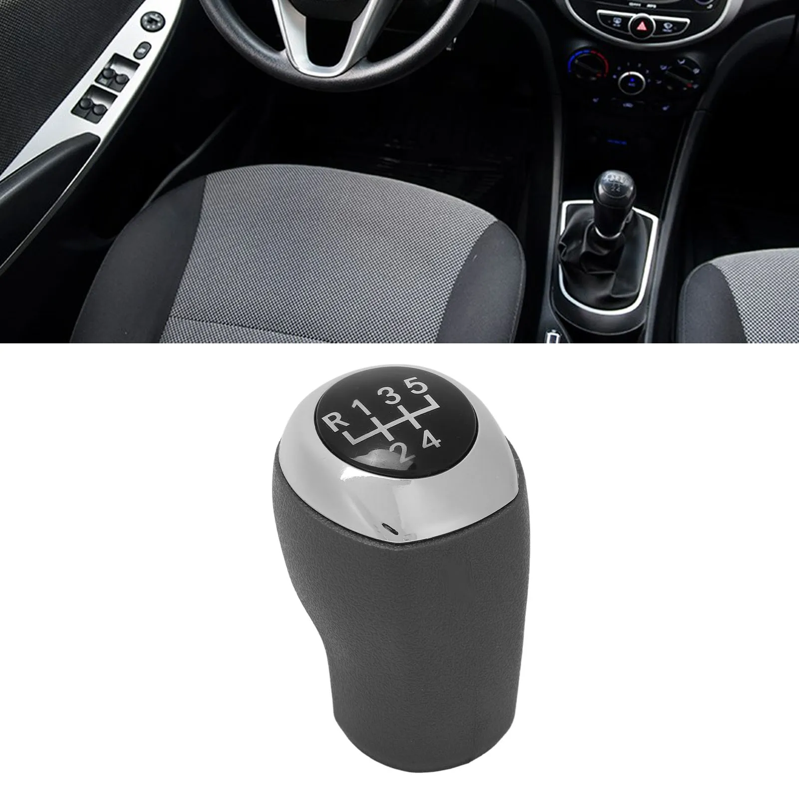 5 Speed Manual Gear Shift Knob Black Gear Shifter Lever Head Replacement for Hyundai Accent Solaris 2011‑2014