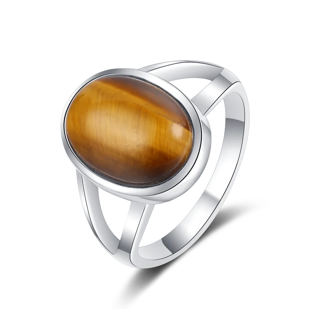 925 Sterling Silver Ring Natural 10*14mm Big Labradorite Simple Tiger Eye Jewelry for Women Men Large Stone Vintage Jewelry Gift