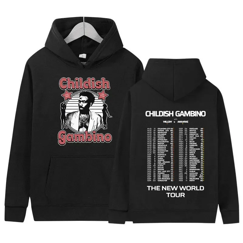 Childish Gambino The New 2024 World Tour Print Hoodie Men's Retro Fashion Pullover Sweatshirt Hip Hop Oversized Hoody Streetwear