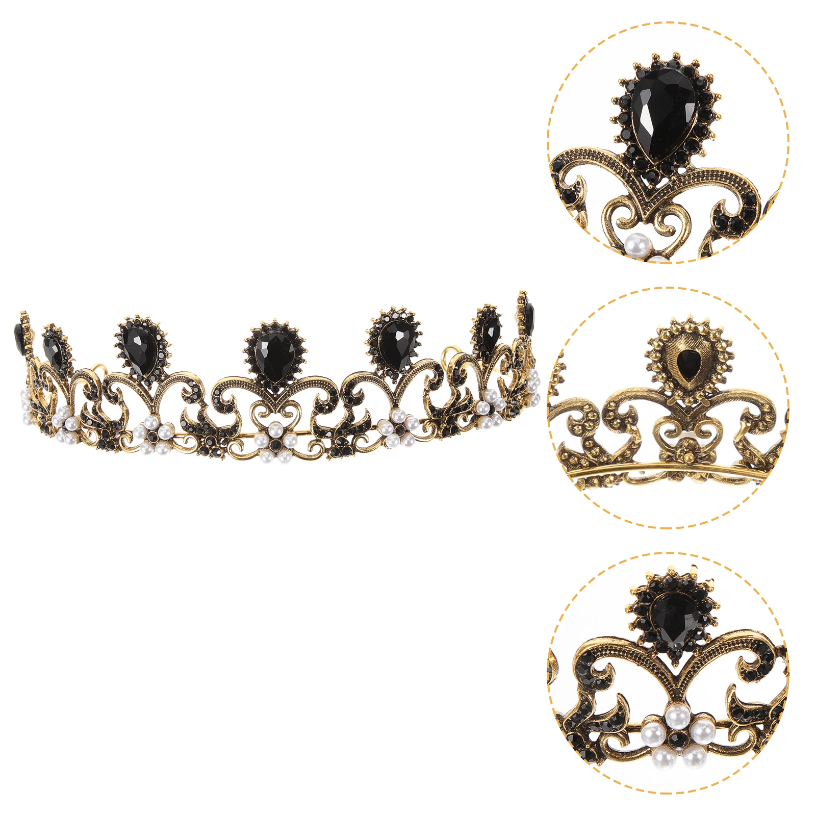 

Birthday Crown Bridal Headpiece Alloy Tiara Black Rhinestone Girls Party Hat Bridal Headdress Wedding Kids Accessories