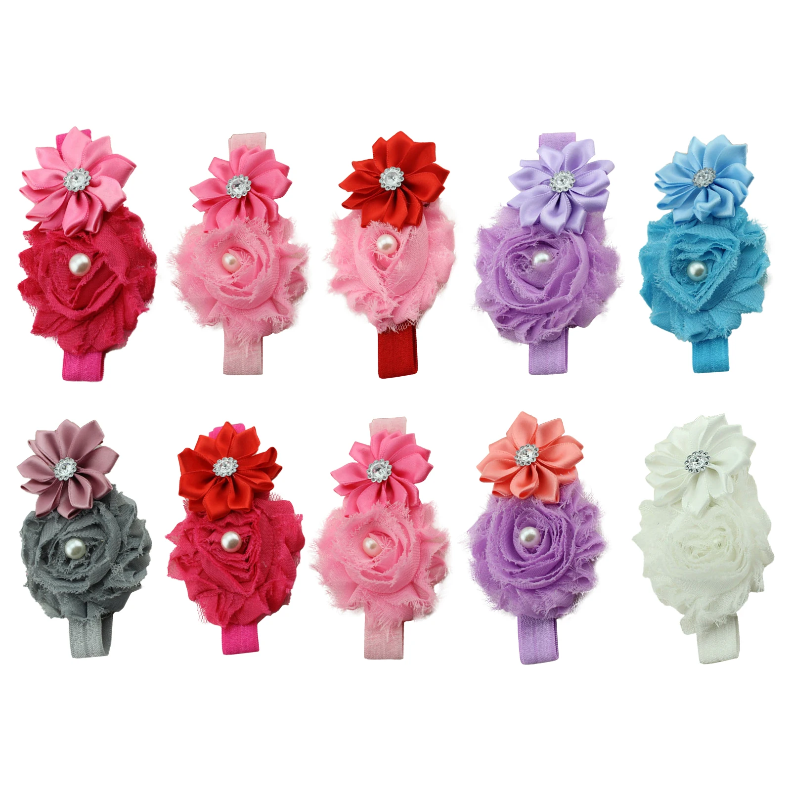 

Baby Girls Headb s Colorful Elastic Hair Accessories 15x36cm Soft Ribbon Pearl Flower Decor Photo Prop Infants