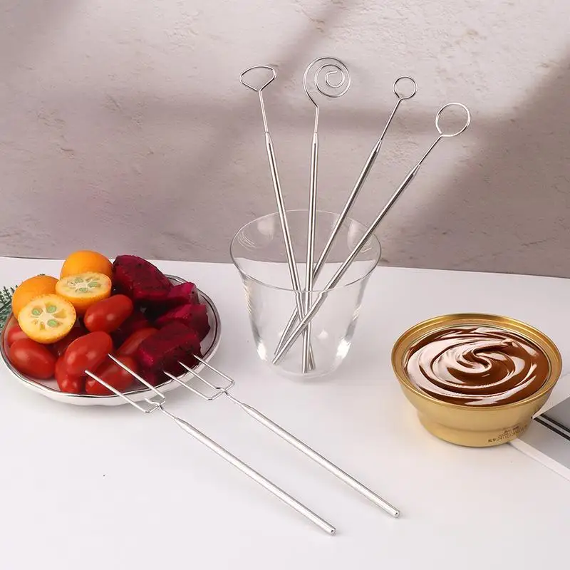 1/6 Pcs Stainless Steel Fondue Dipping Forks Durable Unique Design For Chocolate Parties Fruit Platters Daily Use