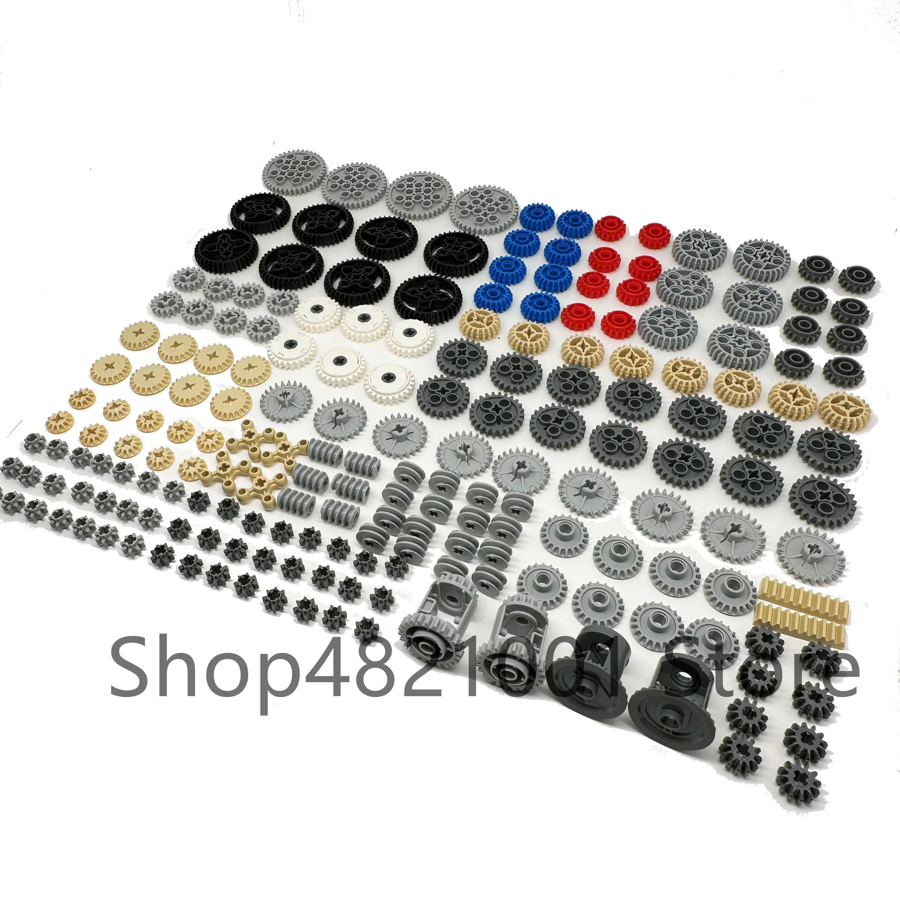 198PCS Set DIY Technical Parts Gear Thick Building Bricks Blocks Accessory Set Mechanical Bulk High-Tech Toys