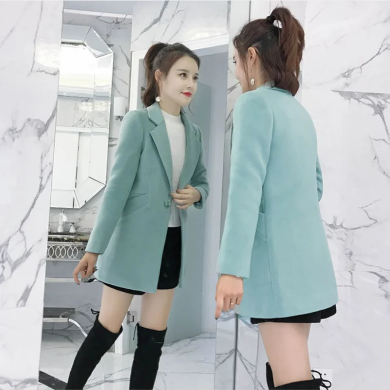 

Casual Woolen Jacket Women's Overcoat 2024 Spring Autumn Winter New Long Korean Slim Students Joker Woolen Windbreaker Coat