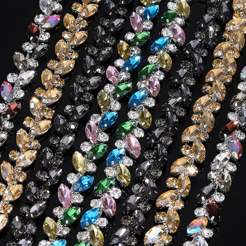 

Ducrystal 1Yards/pack Crystal Rhinestone Chains 15Mm Flatback Glass Crystal Chain Rhinestone Glass Chains for Sewing Craft