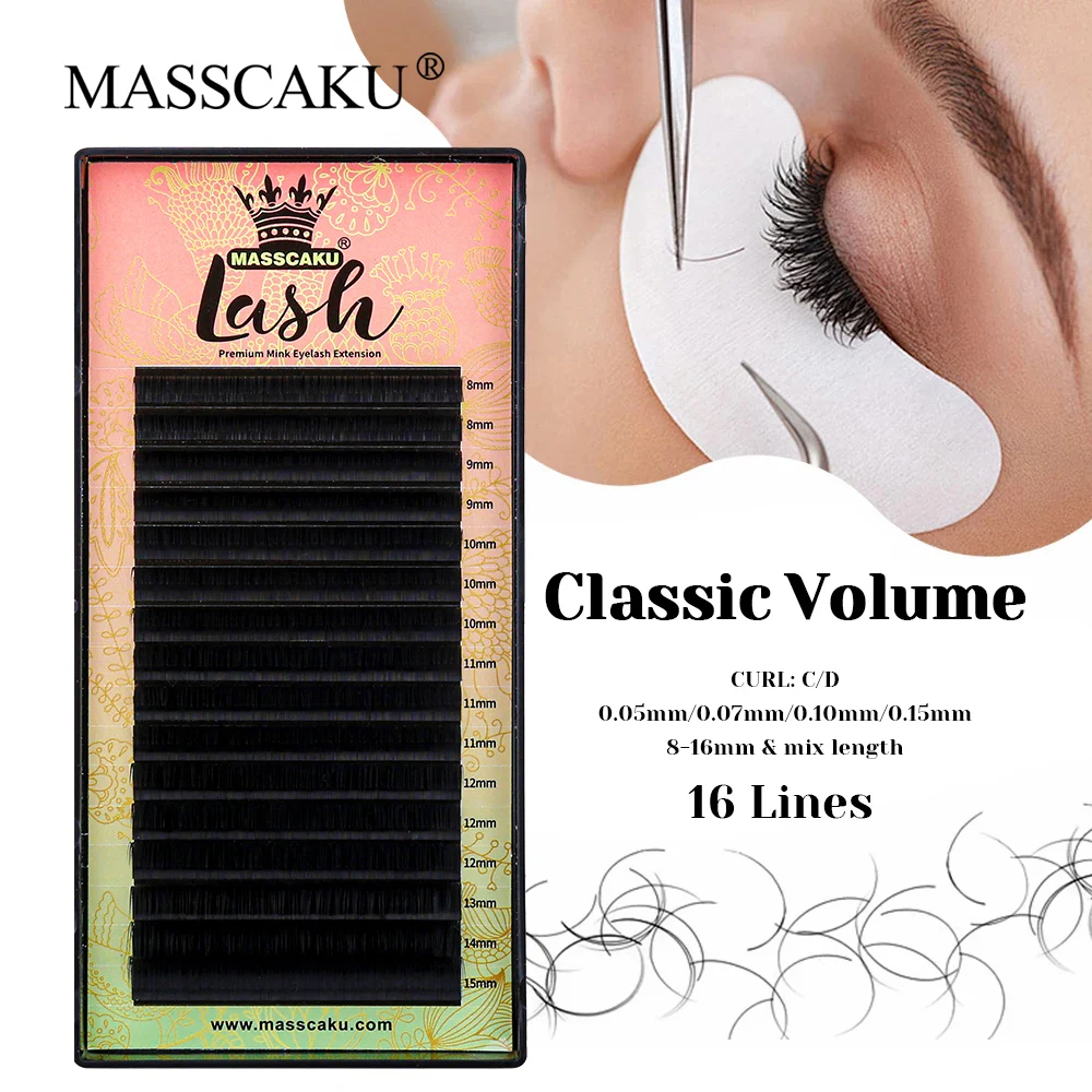 

16 Rows 8-16mm and Mix Size 100% Handmade Classic Volume Eyelash Wispy Rapid Grafting Cashmere Regular Eyelashes from MASSCAKU