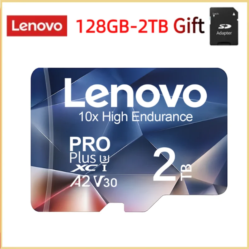 Lenovo kartu memori SD 2TB Class 10, kartu memori, perekam mengemudi 128GB, kartu TF mikro, kartu SD Flash 512GB untuk ponsel, PC, Game dan Swim