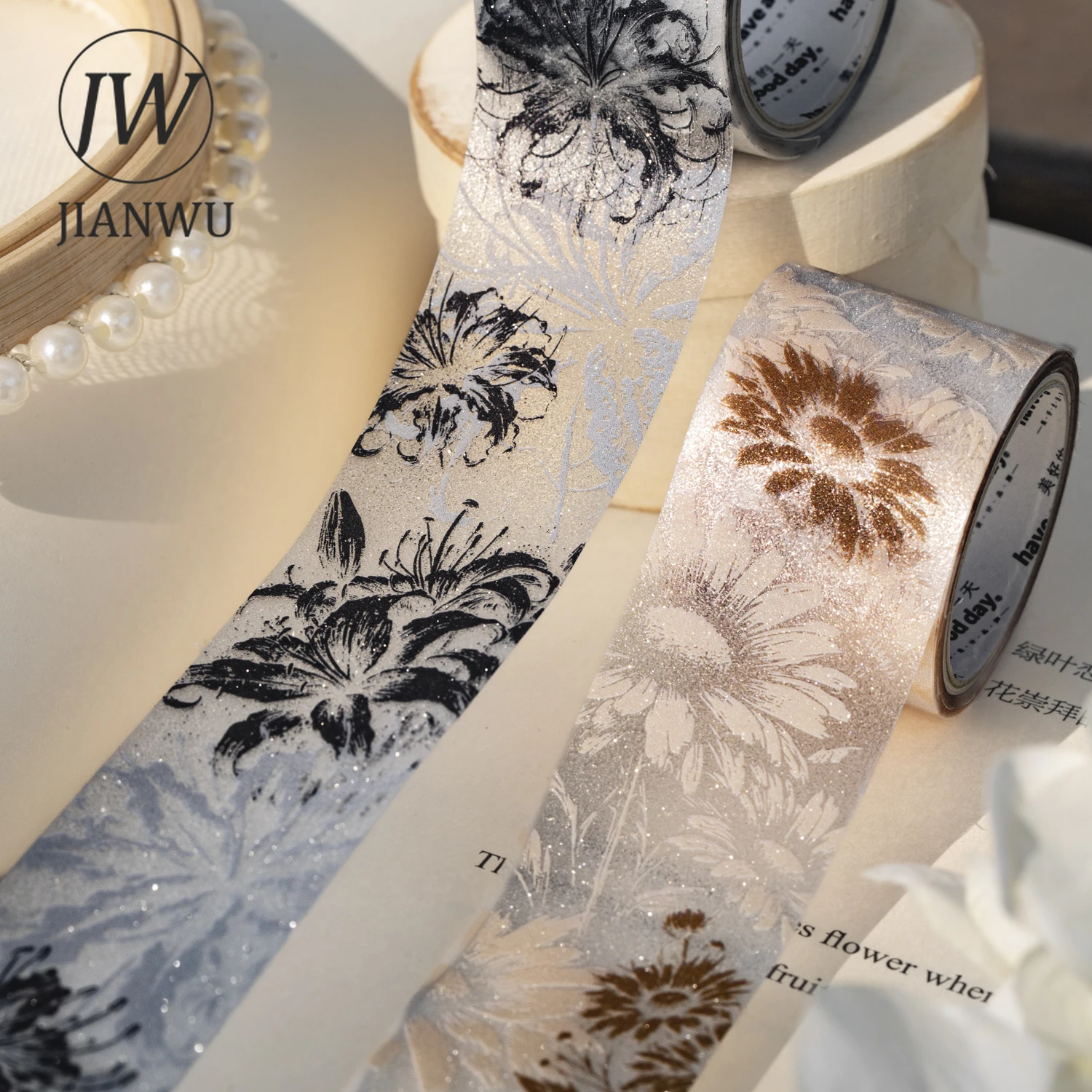 JIANWU Flowers Bloom Series Vintage Plant Floral Landscape Material Collage Scrapbooking PET Tape Creative Journal Stationery