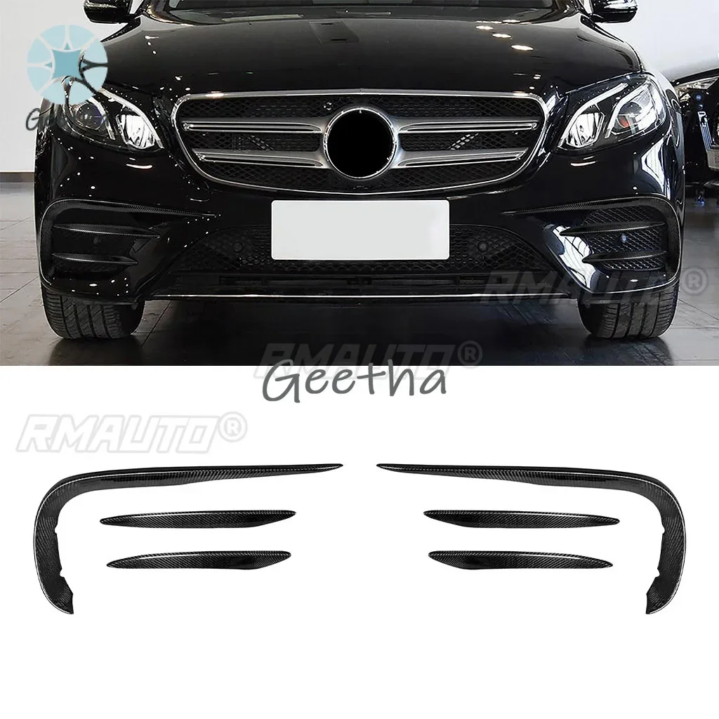 

6Pcs Carbon Fiber Front Bumper Spoiler Splitter Air Intake Grille Trim Cover for Mercedes Benz E-Class W211 W212 W213 2017-2020