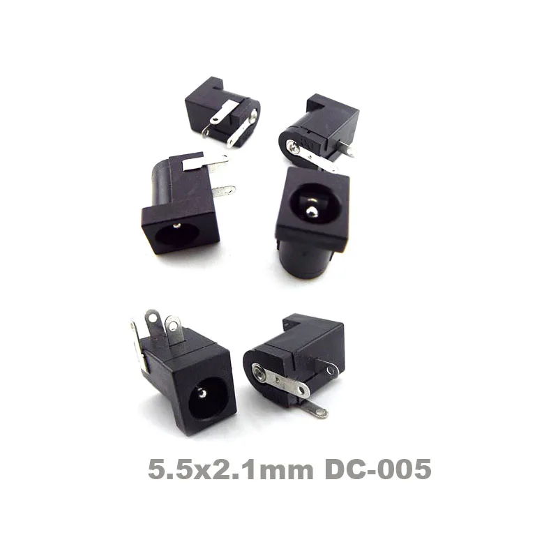 5.5x2.1mm DC-005 DC female Power Jack Supply Socket Plug Connectors Barrel-Type Right Angle PCB Mount Terminal M20