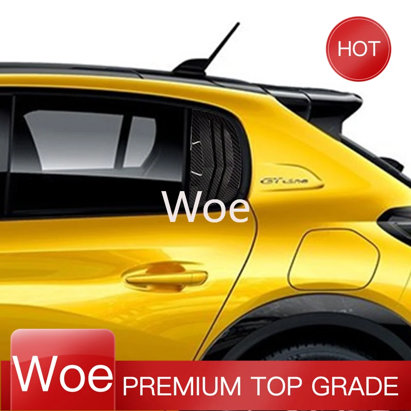 Moldura de ventana con deflector de aire, moldura de ventana trasera de fibra de carbono ABS para Peugeot 208 e208 GT line P21 MK2 2020 2021 2022 2023 20