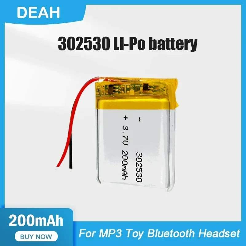 1-2PCS 302530 032530 200mAh 3.7V Lithium Polymer Rechargeable Battery For MP3 MP4 GPS Bluetooth Headset Speaker Shaver Mouse