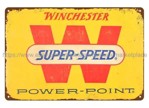 Winchester SUPER-SPEED POWER POINT AMMUNITION firearm ammo metal tin sign