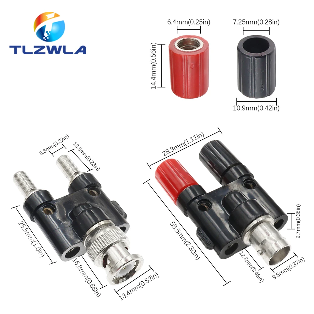 Q9 BNC Banana To Two Dual 4mm Banana Male Female Jack Coaxial Connector BNC Tee Type 3Way Splitter RF Adapter High Quanlity