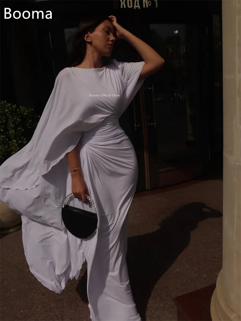 Booma حورية البحر رقبة دائرية مطوي وردي ساخن فساتين سهرة بسيطة فساتين رسمية طويلة للنساء فساتين حفلات أنيقة مصنوعة حسب الطلب