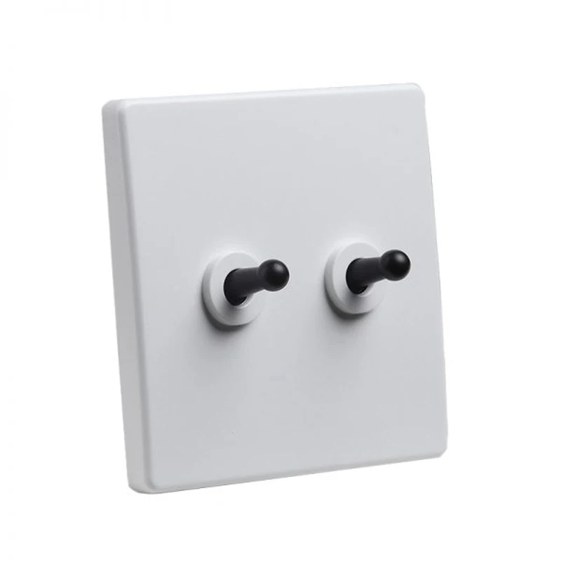 Wall Light Toggle Switch High-quality Matte White PC Panel Brass Lever Switch EU Socket 86 Type