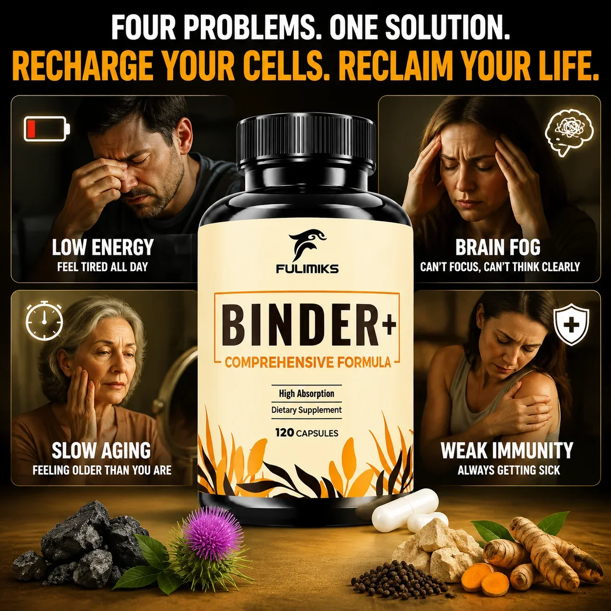 Binder+ Capsules, Support Liver Detox & Kidney Cleanse, Protect Liver Cells, Boost NAD+, Relieve Brain Fog, Energy & Immunity