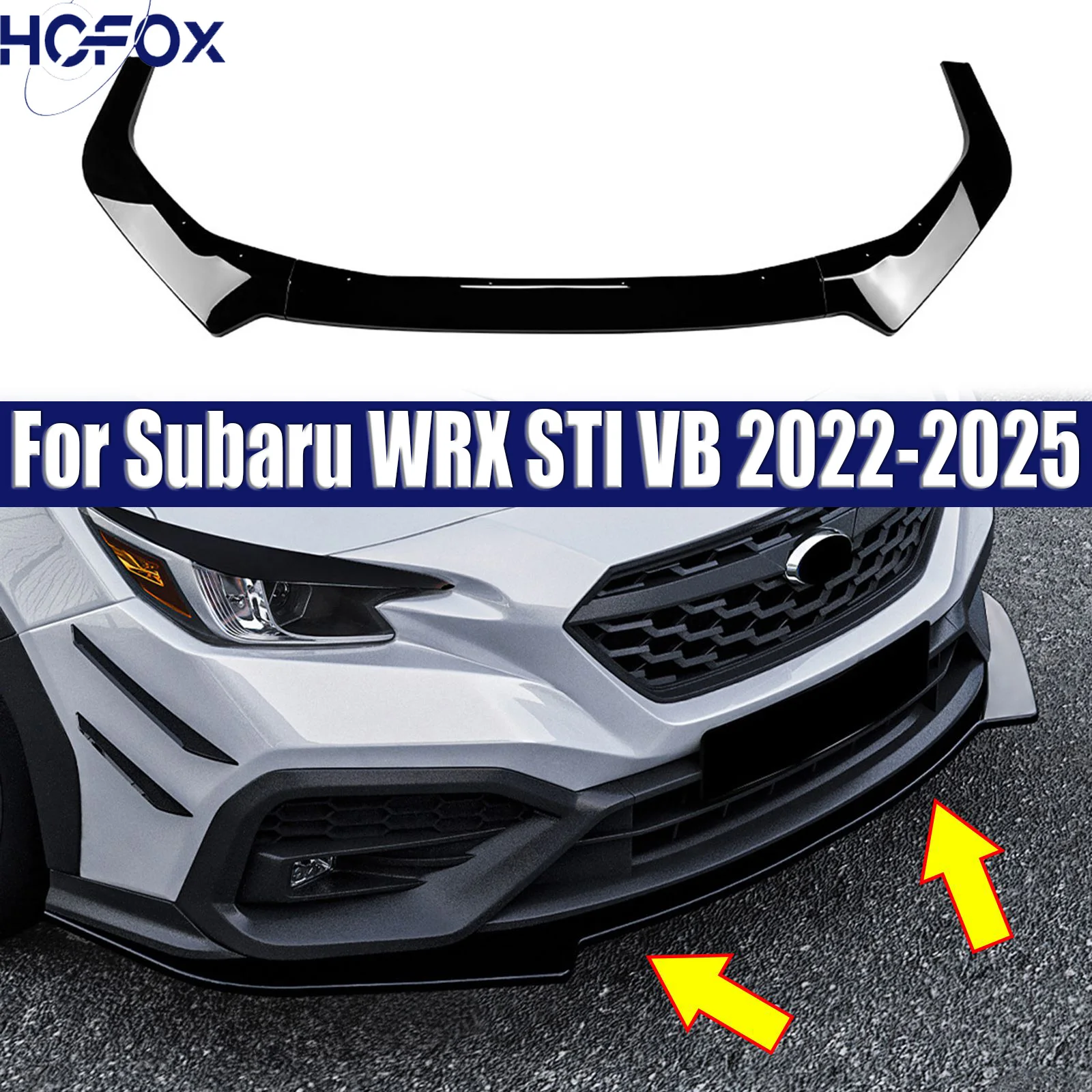 

Front Bumper Spoiler Lip Lower Body Kit Diffuser Splitter Tuning Guard For Subaru WRX STI VB 2022-2025