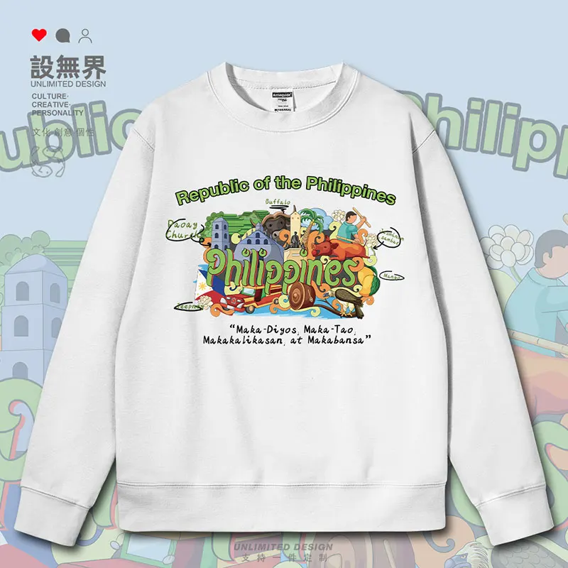 National hand drawn illustrations of the Pawai Church in the Philippines mens hoodies pullovers new Coat autumn winter clothes