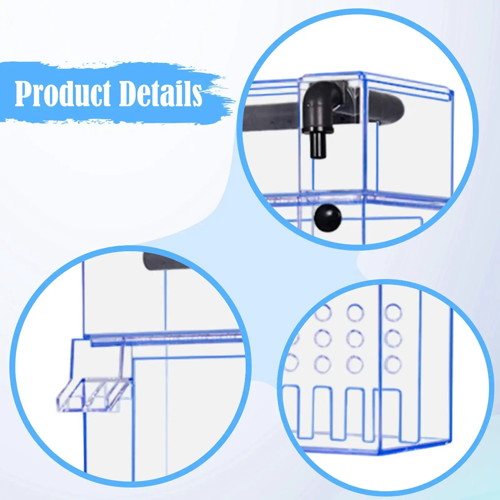 Clear Turtle Tank Filter Hanging Box with Lid Waterfall Drip Filtration for Home Aquarium Pump System