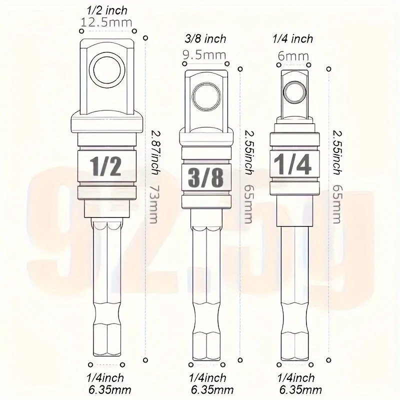 4pcs Impact Grade Tool Set with Socket Adapter&Extension-Durable Metal Construction,Includes 1/4