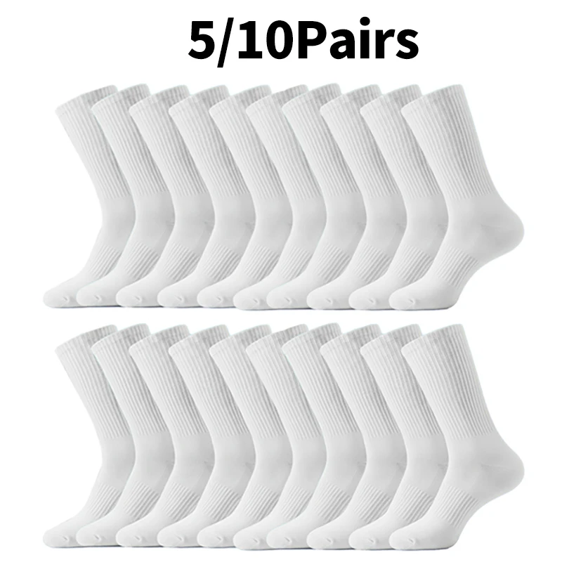 

5/10Pairs Brand Men New Style White Socks Men Soft Breathable Sports Long socks Summer Winter for Male Socks Plus Size
