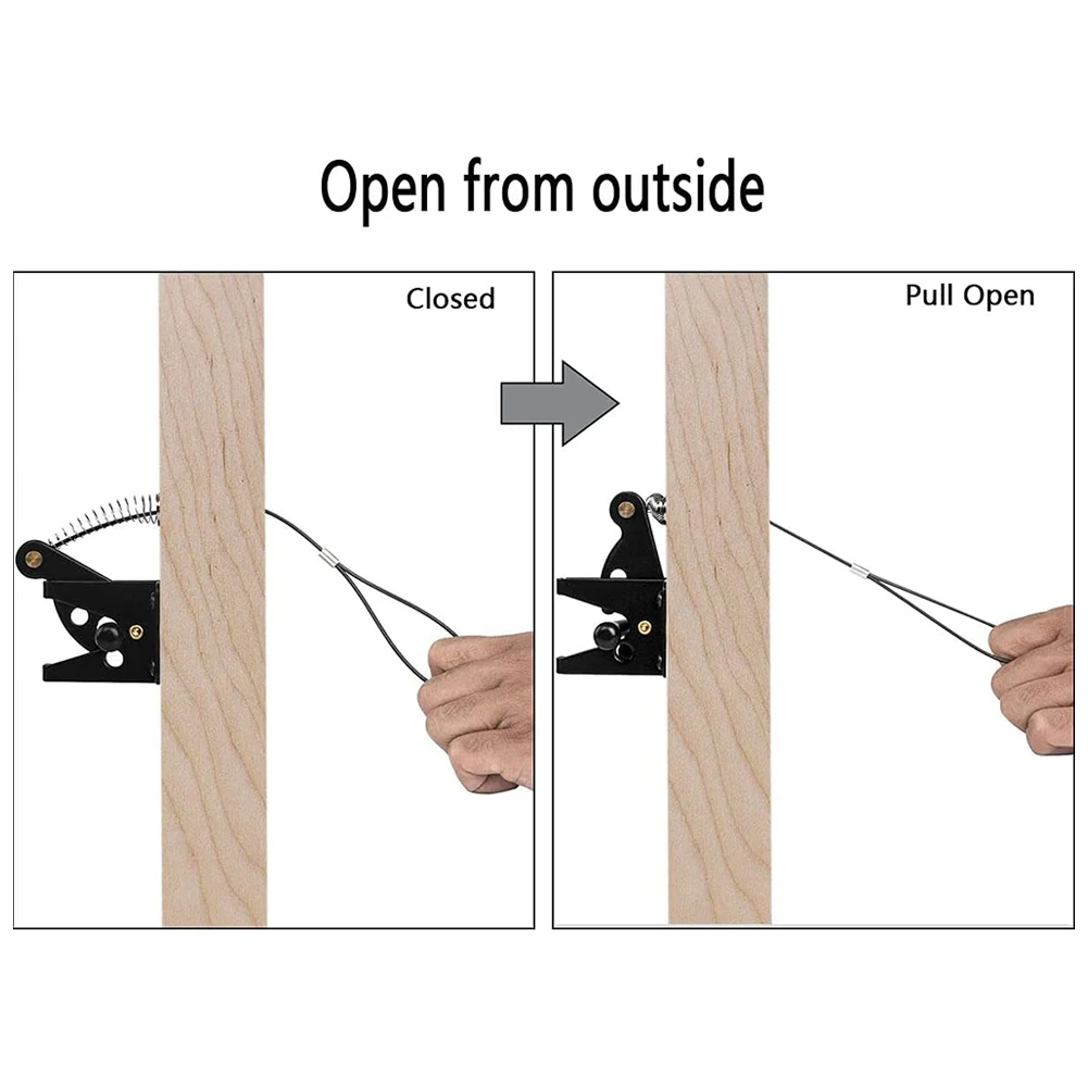 Latch Gate Latch Fences Gate Gate Cable Pull Self Locking Spring 1 Set Adjustable Carbon Steel Multifunction New