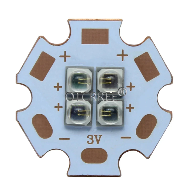 EverLight 3535 4Chips 4-LEDs 3V6V12V 10W Infrared IR 850nm 940nm 730nm  High Power LED Emitter Diode with 20mm Copper PCB