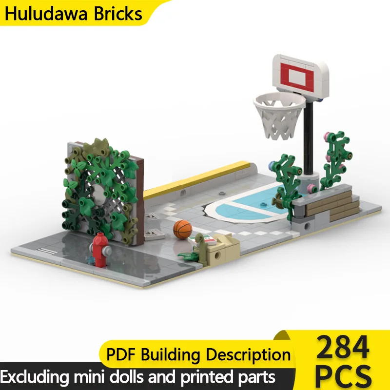 

City Street View Model MOC Building Brick Alley Basketball Court Modular Technology Children Holiday Gifts Assemble Toys Suit