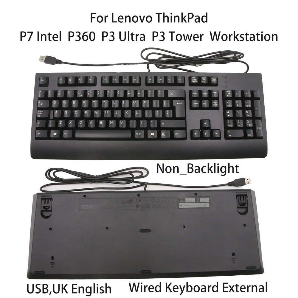 New For Lenovo ThinkCentre P7 Intel P360 P3 Ultra P3 Tower Workstation Wired Keyboard USB,UK English Non_Backlight 00XH726