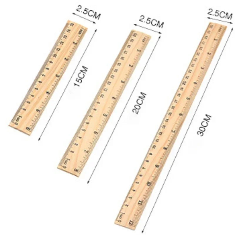 Meetinstrument Bureauaccessoires 15/20/30cm Leraar Briefpapier Kinderen Tekening Linialen Rechte Liniaal Houten