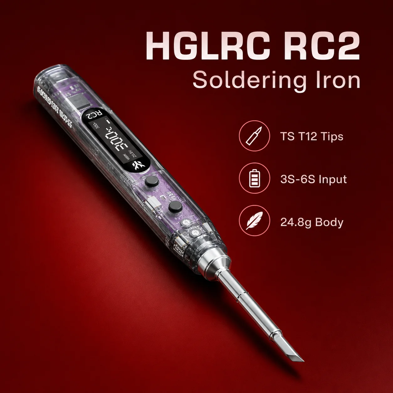 hglrc-rc2-ポータブルはんだごてツール-24v-65w-9-秒ヒートアップ-oled-スクリーン-fpv-クアッドコプター電子機器修理用