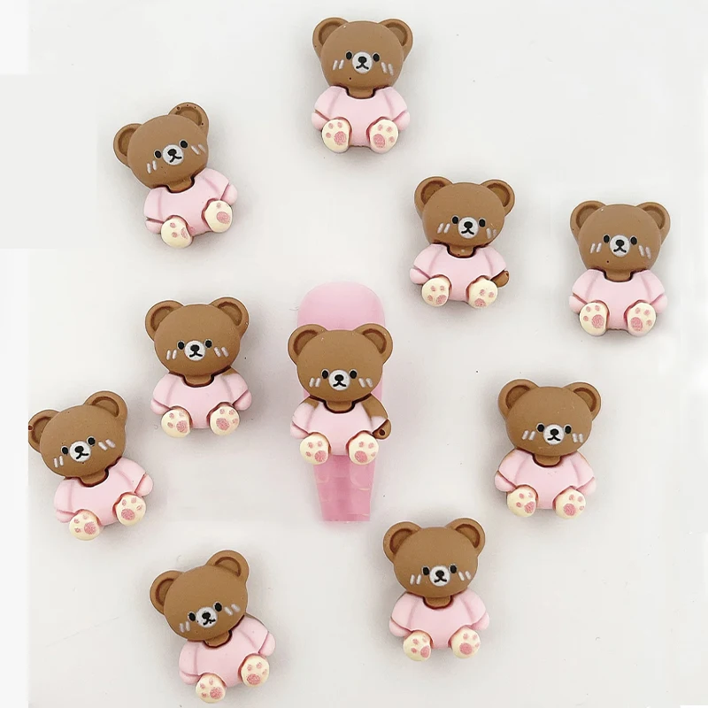 3D Kawaii Cartoon Bear Charms per unghie Resina Custodia per telefono fai da te Tazza Patch Scatola di immagazzinaggio per auto Decorazione Ciondoli per cartoni animati Kawaii per nail art