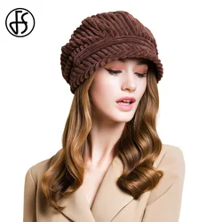 FS Brown Beret Hats For Women Beige Octagonal Hat Fascinator Fashion Versatile Corduroy Fedora Vintage Black Newsboy Cap Winter