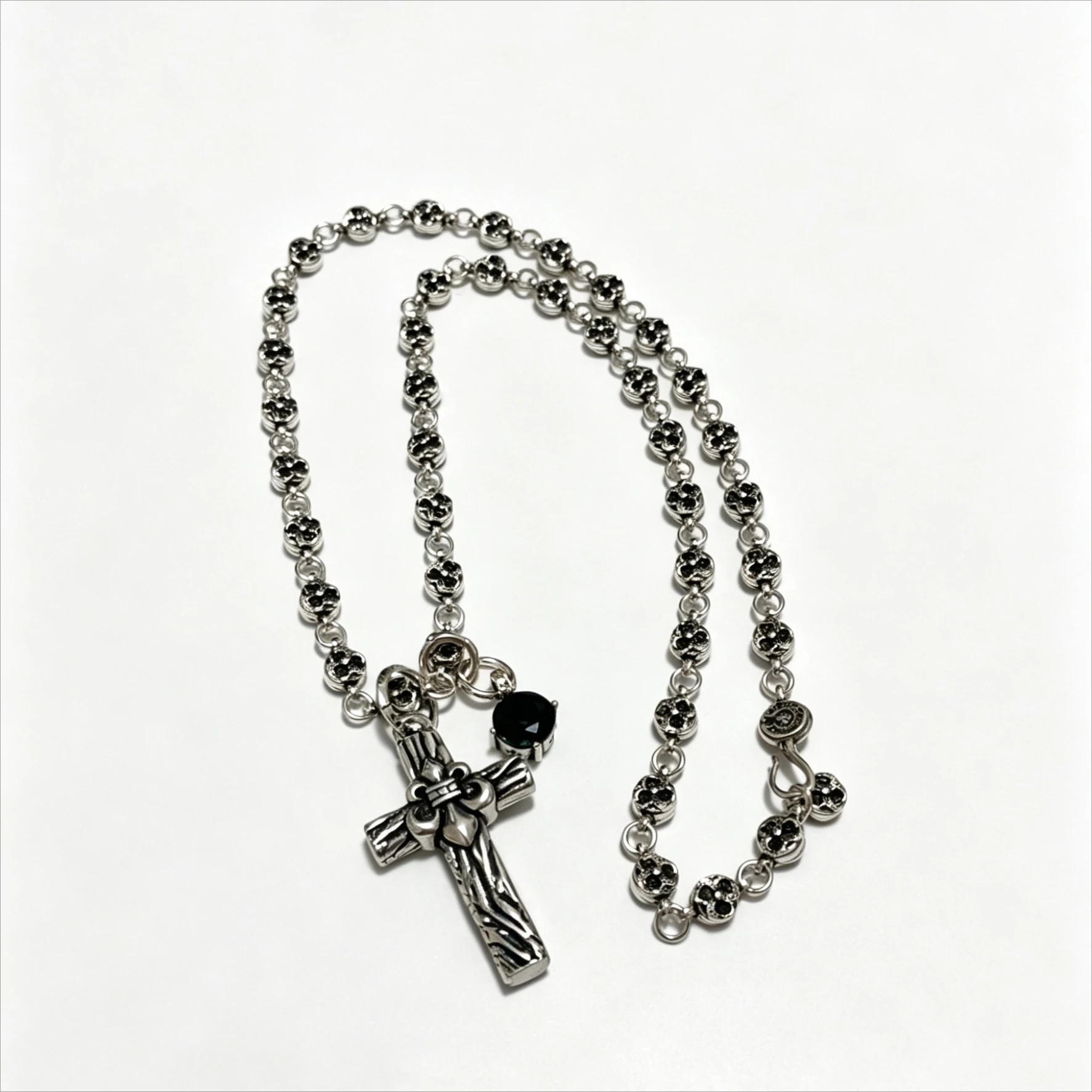 

S925 sterling silver personalized creative design hip hop cross necklace handmade chain retro lanyard sweater chain