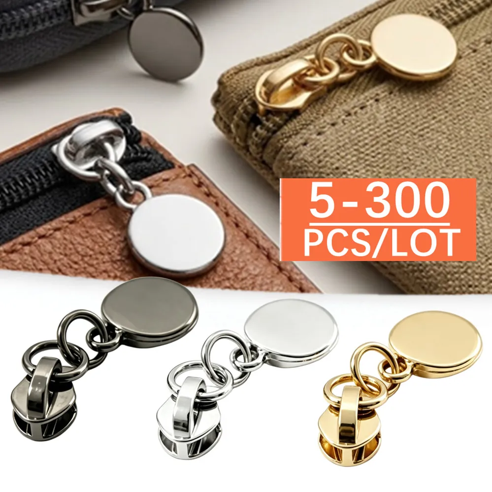 5/300Pcs 3# Zipper Sliders for Nylon Zippers Clothes Jacket Zip Puller Backpack Zips Head Repair Kit Sewing Gold Silver Black