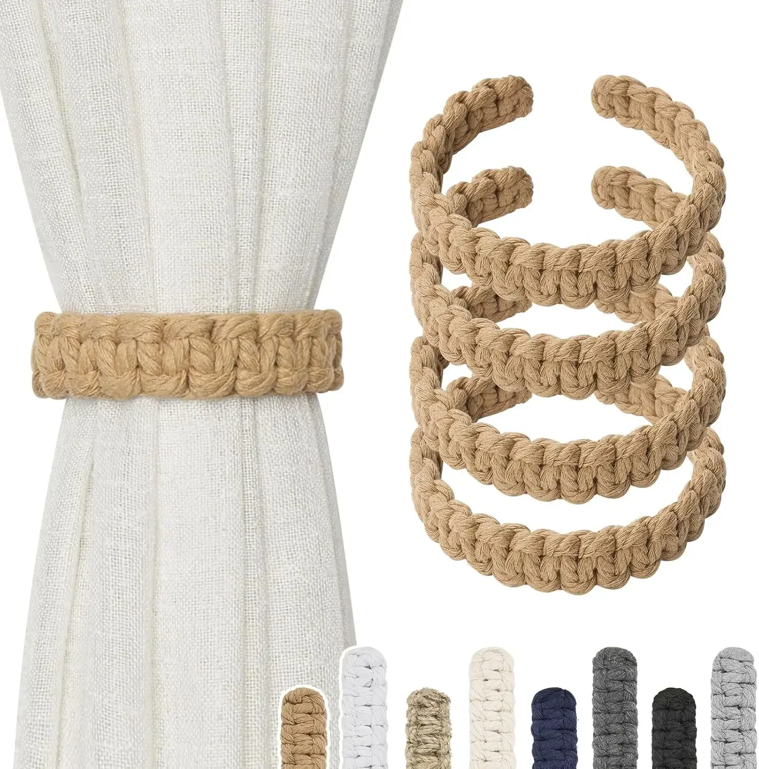 

New Jute Braided Curtain Holdback Rope Curtain Tiebacks For Decorative Curtain Holdbacks Fashion Woven Hanging Decor